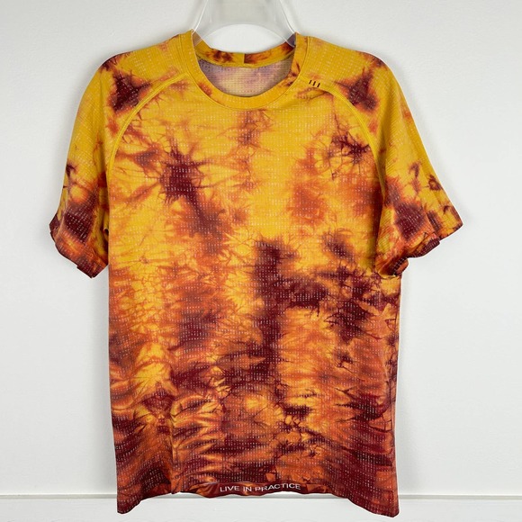 lululemon athletica Other - Lululemon Metal Vent Tech 2.0 Orange Tie Dye Short Sleeve Workout Shirt L